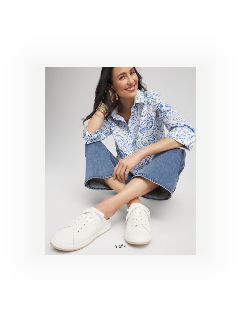 Chico's White Leather Lace-Up Sneakers